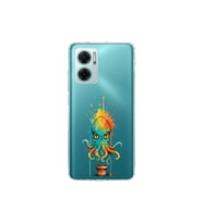 Redmi Note 11E ile uyumlu Splash ahtapot tasarımlı şeffaf silikon kılıf