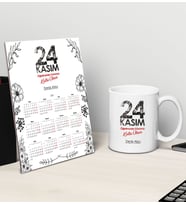 BK Gift Kişiye Özel İsimli Öğretmenler Günü Tasarımlı Kupa Bardak ve Masaüstü 2024 Takvim Hediye Seti - 9, Öğretmene Hediye, Öğretmenler Günü
