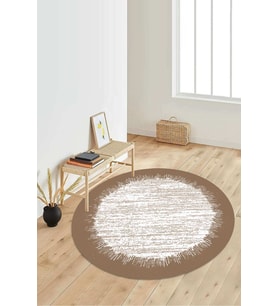 Dijital Baskılı Kaymaz Taban Yıkanabilir Yuvarlak Salon Halısı Koridor Halısı Paspas NDY-HT-510 (Kahverengi)