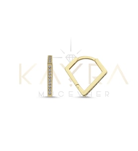Geometri Taşlı  Altın Küpe AHK108