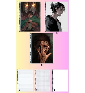 Eren jeager 3 adet defter A4 büyük boy çizgili_kareli_çizgisiz