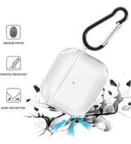 Airpods Pro 2 ile Uyumlu Şeffaf Silikon Kılıf Tam Koruma Kancalı Anahtarlık Delikli Apple Airpods Pro 2 ile Uyumlu Şeffaf Silikon Kılıf