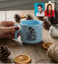 Kişiye Özel Karikatürlü Romantik Sevgililer T Pastel Kupa Sevgililer Günü Hediyesi