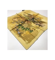 Leopar Desen Black Seri Twill Eşarp Eşarp Askısı ile Birlikte 90x90 cm Sarı Gold