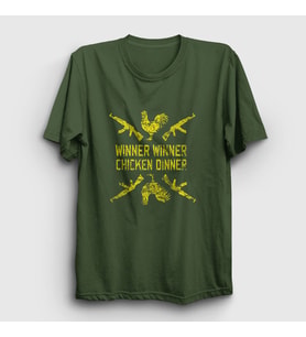 Presmono Unisex Haki Chicken Dinner Pubg T-Shirt 29970tt (Haki)