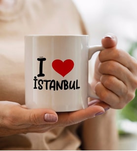 BK Gift I Love Şehir Serisi Beyaz Kupa Bardak