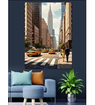 New York Taksi Şehir Dekoratif Kanvas - Mdf Ahşap Tablo