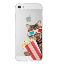 PrintiFy Apple  iPhone 5 ile Uyumlu 1mm Slim Fit Kedi 1 050b Baskılı Şeffaf  Kılıf