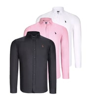 ÜÇLÜ SET G725 DEWBERRY ERKEK GÖMLEK-SİYAH-BEYAZ-PEMBE