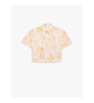Koton Çiçekli Crop Pembe Kadın Gömlek 6SAK60280UW