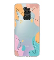 Xiaomi Redmi Note 9  Kamera Korumalı Kapak Karışık Renkler Tasarımlı Şeffaf  Kılıf