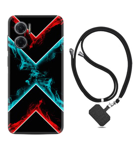 Xiaomi Redmi Note 11E Kılıf Silikon Boyun Askılı İpli Desenli Silikon Smoke 1728