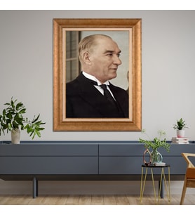 Altın Varaklı Paspartulu Çerçeveli Tablo rv1287
