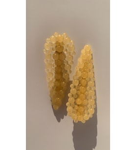 Turuncu Renkli Damla Şekil Gold Pens Kıskaçlı 2'li Saç Tokası Handmade El Yapımı Epoksi Hediyelik