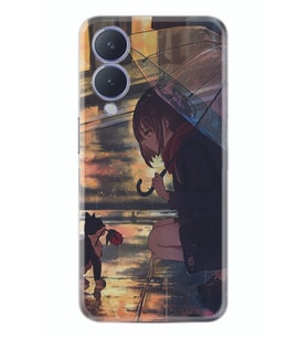 Vivo Y17s Kılıf Silikon Desen Özel Seri Kız Ve Kedi 1762