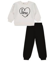 Civil Girls Kalpli Love Nakışlı 2-5 Yaş Eşofman Takımı - Pembe 4-5 Yaş (Eks Siyah Ekru)