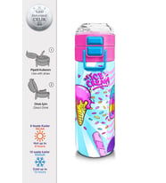 Coral High Kız Çocuk İçin 500 ml'lik Paslanmaz Çelik Termos/Suluk - Mixed Dondurma Desenli