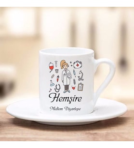 Hemşire Türk Kahve Fincanı (Beyaz)