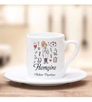 Hemşire Türk Kahve Fincanı (Beyaz)