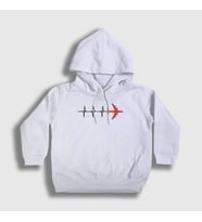 Presmono Unisex Çocuk Beyaz Heartbeat Pilot Airplane Uçak Kapüşonlu Sweatshirt 403292tt (Beyaz)