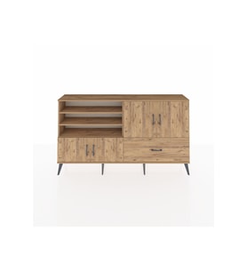 Arges Konsol 5 Raflı Tek Çekmeceli 4 Kapaklı 176x30x99 Çam-Çam