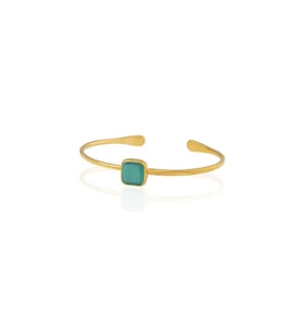 Kadir Jewellery Zirkon Taşlı Ayarlanabilir 22 Ayar Altın Kaplama Bilezik (K.Yeşil)