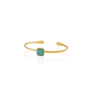 Kadir Jewellery Zirkon Taşlı Ayarlanabilir 22 Ayar Altın Kaplama Bilezik (K.Yeşil)