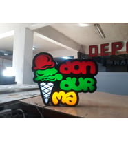 Dondurma Görselli Yazılı Tabela 3D Led Neon Etkili Işıklı Tabela 30X45 CM Tek Taraflı