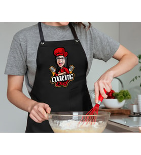 BK Gift Kişiye Özel Kadın Chef Karikatürlü Profesyonel Siyah Mutfak Önlüğü, Aşçı Önlüğü, Şef Önlüğü, Arkadaşa Hediye-4