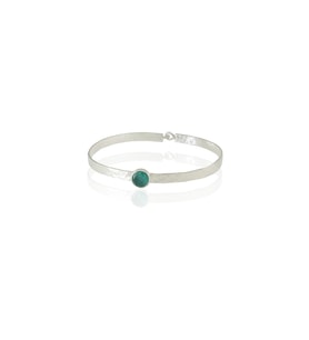 Kadir Jewellery 925 Ayar Gümüş Kaplama El İşçiliği Zirkon Taşlı Kadın Kelepçe Bilezik (K.Yeşil)