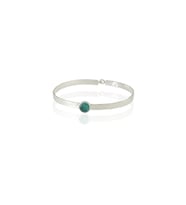 Kadir Jewellery 925 Ayar Gümüş Kaplama El İşçiliği Zirkon Taşlı Kadın Kelepçe Bilezik (K.Yeşil)