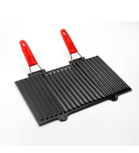Lava Döküm Dikdörtgen Mangal Izgarası Silikon Paslanmaz Çift Tel Saplı Ölçü 40x25cm. (Siyah)