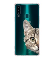 Samsung Galaxy  A20s Uyumlu Köşe Korumalı Antişok Kapak Catface Tasarımlı Şeffaf Silikon Kılıf