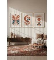 Mistik Semboller Modern Minimalist 3 Parçalı Ahşap Çerçeveli Tablo Seti