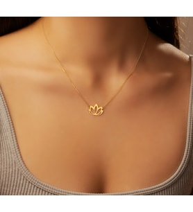 Lotus Çiçeği 14 Ayar Altın Kolye