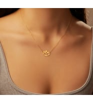 Lotus Çiçeği 14 Ayar Altın Kolye