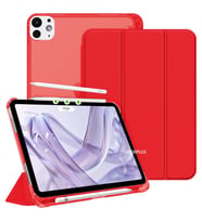 Apple iPad Pro 11inç M4 2024 Kılıf Flip Cover Kalem Bölmeli PC Case A2836 A2837  (Kırmızı)