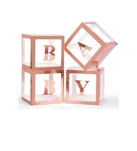 Kenarları Rosegold Kutu Şeffaf Kutu Rosegold Baby Yazılı Harf 25 Cm
