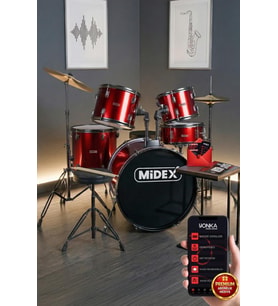Midex CD900X-RD 22'' Yetişkin Akustik Bateri Davul Seti 22B-13T-12T-16F-14S (5 Parça)