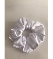 Kadın Beyaz Saten Scrunchie Simit Lastikli Toka