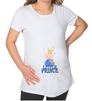 BK Gift Little Prince Tasarımlı Beyaz Hamile Tişört-1, Hamile Giyim, Eşe Hediye