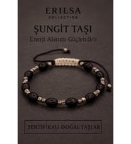 Sertifikalı Ham İşlenmemiş Shungite Şungit Taşı Bileklik - Doğal Enerji Koruyucu Unisex Takı (Çok Renkli)
