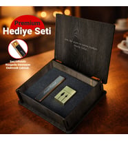Kişiye Özel Şarj Edilebilir Elektrikli Çakmak + Şarj Kablosu – Ahşap Kutulu Hediye Seti