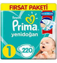 Prima 1 Beden Yenidoğan Aktif Bebek Bezi 44x5 220 Adet