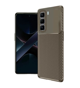 İnfinix Hot 50 4g Kılıf Auto Focus Karbon Kapak - Kahverengi