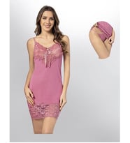 Kota Bayan Dantelli Gecelik Takımı 6298 (Fuşya) (Magenta)