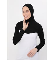 Boyunluklu Boneli Uzun Kolluk (Siyah)