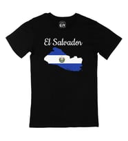 El Salvador Haritalı ve Bayraklı Siyah Tişört