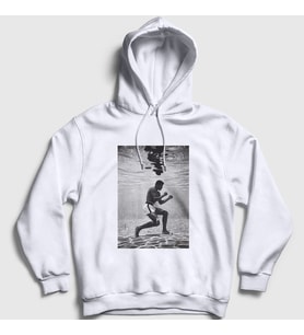 Presmono Unisex Beyaz Pool Muhammed Ali Kapüşonlu Sweatshirt 230587tt