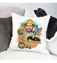 Kişiye Özel İnşaat Mühendisi Erkek Karikatürlü Yastık